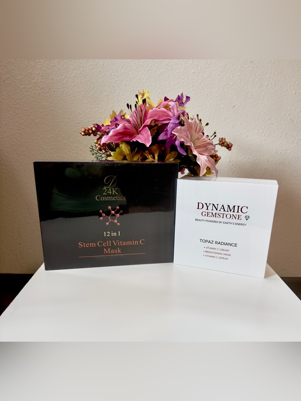 Vitamin C Bundle, Dynamic Gemstone & D’OR24K, Cream,Serum,Mask & 12 Pad Masks.